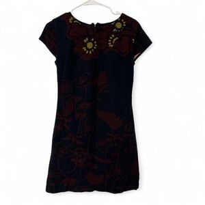 Desigual Blue Red Floral Bodycon Dress Size 36 XS Short Sleeve Cocktail Party